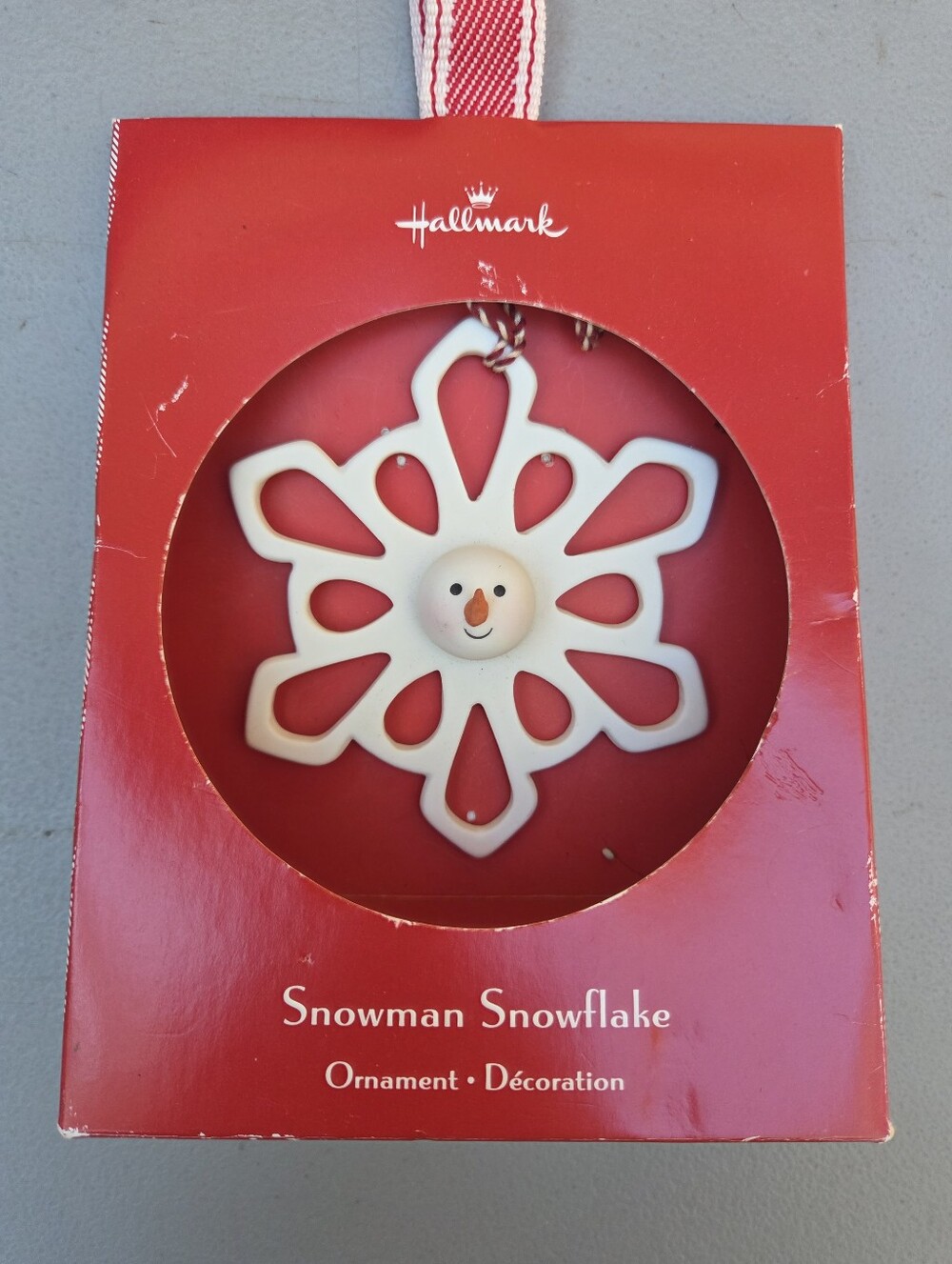Vintage Hallmark Snowflake Snowman Ornament In Box